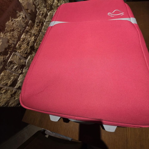 Carpisa 24" travel suitcase used, magenta color, semi-hard fabric