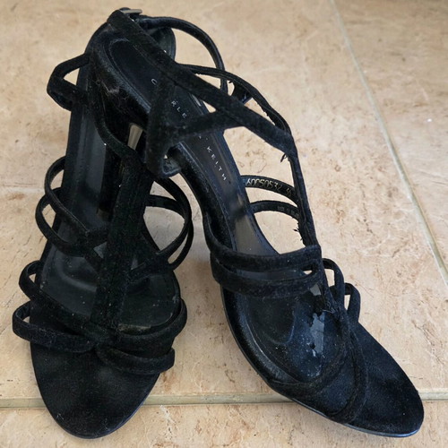 Charles & Keith strappy heeled sandals used, black, size 36