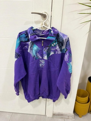 Vintage 80s 1/4 Zip Pullover Sweatshirt used, purple, size UK20 US16