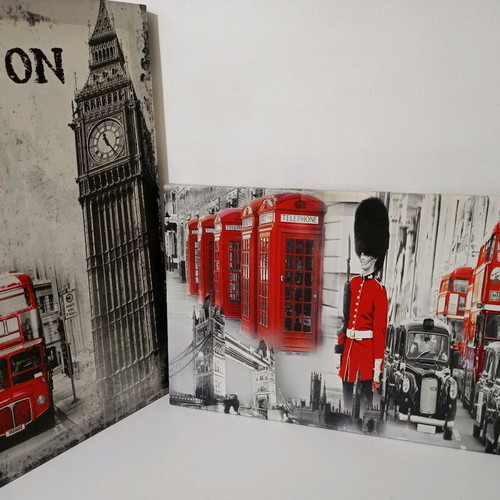 Decorative London-themed canvases like new, pack of 2