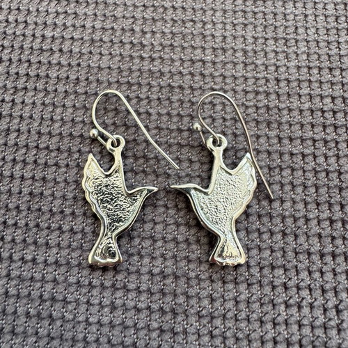 Hummingbird Earrings with Abalone Shell like new, silver plated