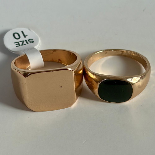 Gold Tone Signet Rings Set size 10 with cosmetic defects