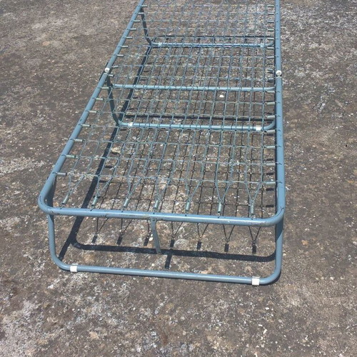 Metal folding bed with mattress used, sturdy and comfortable