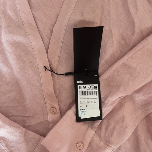Massimo Dutti Linen Shirt with V Neck Pink new