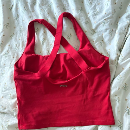 Oysho cherry red polyamide top size Small new
