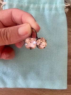 Art Wear Dimitriadis Handmade Earrings with Champagne Peach Crystals New