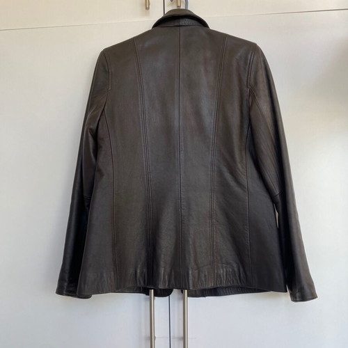 Vintage leather coat, dark brown and black, unisex