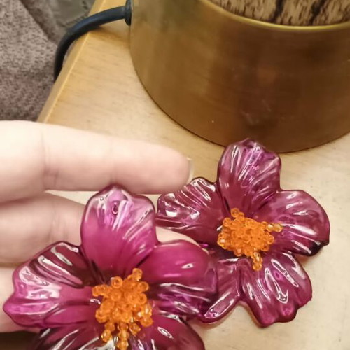 Zara earrings like new, pink and purple, large and lightweight