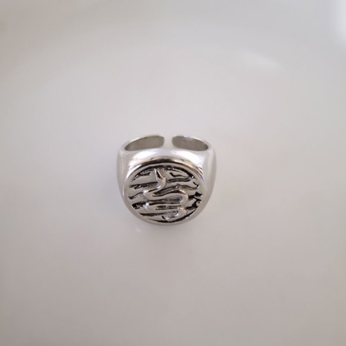 Steel adjustable ring silver color like new