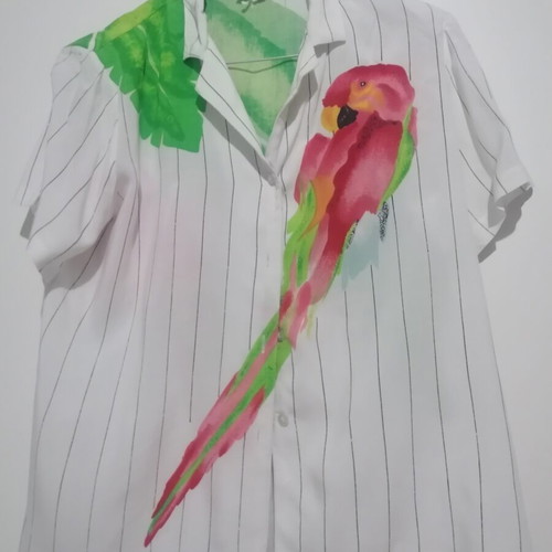 Wayne Rogers vintage shirt with parrot, size M, used
