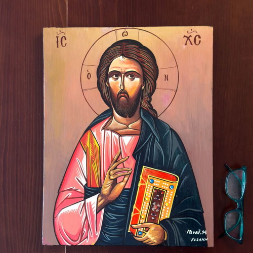Handwritten Byzantine icon of Jesus Christ Pantokrator like new