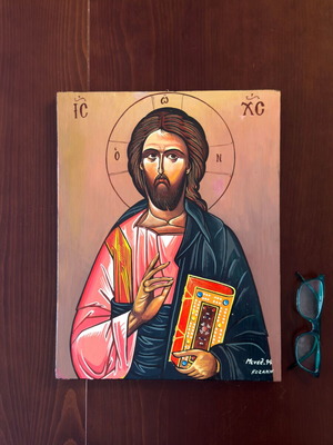 Handwritten Byzantine icon of Jesus Christ Pantokrator like new