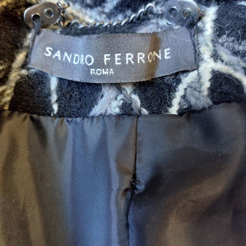 Sandro Ferrone Italian Wool Coat like new, size S, black bouclé texture
