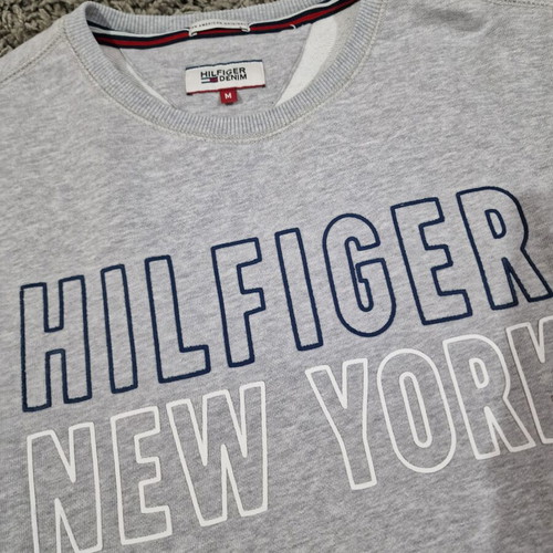 Tommy Hilfiger men's cotton sweatshirt size M like new, gray and blue