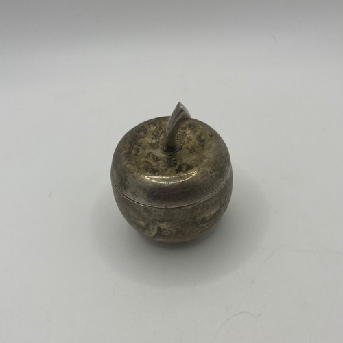 Small silver-plated apple-shaped case used