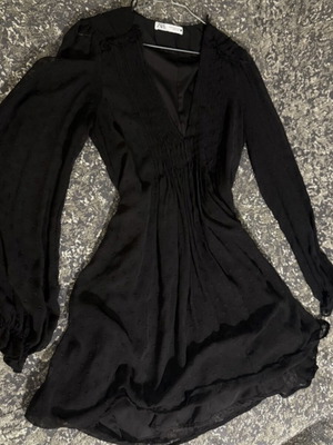 Zara dress black with polka dot details and see through sleeves like new, size M