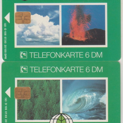 German phone cards puzzle bears used, pack of 2