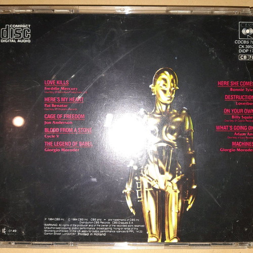 Metropolis soundtrack CD used, Giorgio Moroder