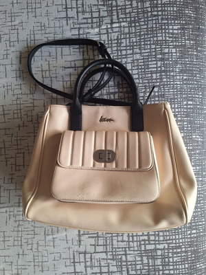 Handbag with shoulder strap used, Kem, beige and black