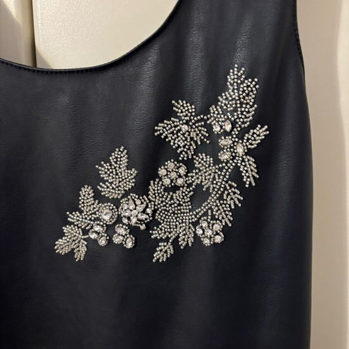 Zara leather dress like new with bead embroidery black size M