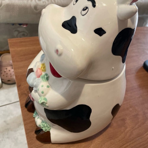 Brandani Mucca porcelain cookie jar new with sound sensor