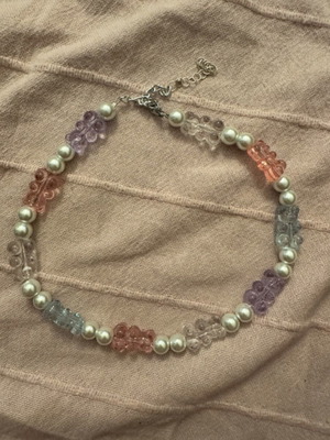 Necklace with teddy bears handmade, like new, multicolor