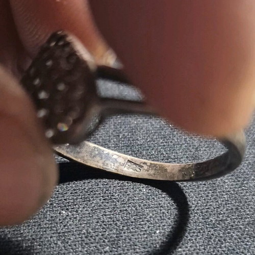 Silver 925 Iris ring with double heart and zircon, like new, size 19