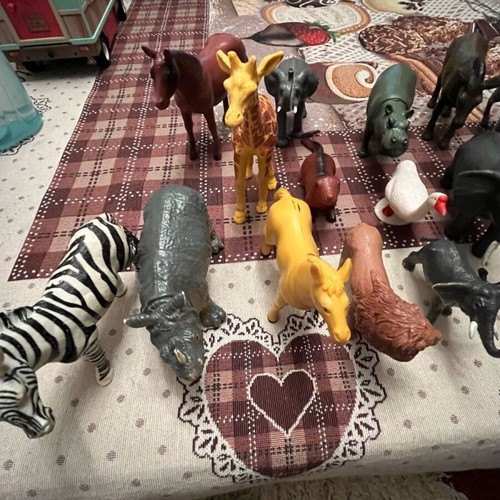 Plastic animals used, set of 30, farm jungle sea
