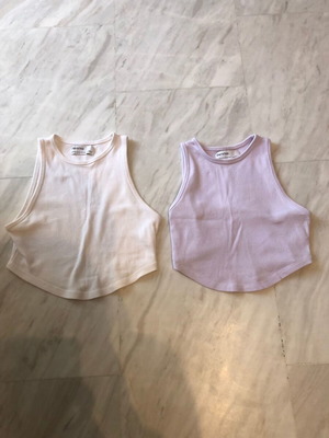 Bershka sleeveless crop tops, white and purple, XS