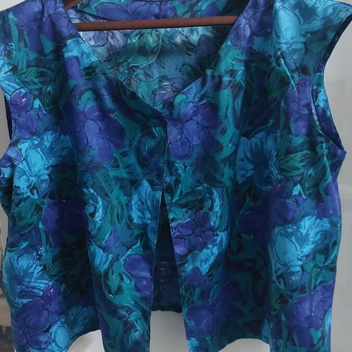 Floral three-piece set for plus size 4XL, like new, blue viscose