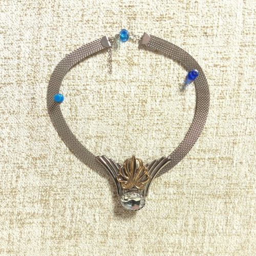 Faux Bijoux pendant necklace new, vintage style, grey