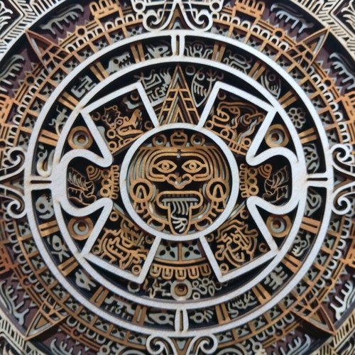 Multilayer Aztec Sun Calendar CNC Laser cut new
