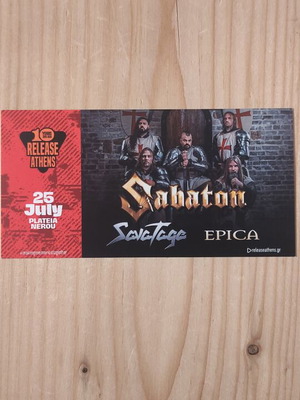 Sabaton Savatage Epica Concert Ticket New 25/7/2026