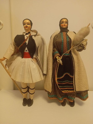 Pair of dolls with traditional costumes used, 1970s souvenir