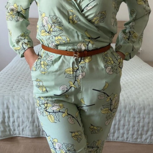 BSB floral jumpsuit mint green sage, like new