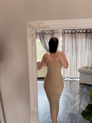 Bardot Nude Ribbed Midi Φόρεμα Bodycon σαν καινούργιο, μέγεθος XS/S