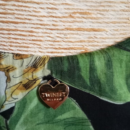 Twinset cotton dress women's size M like new, black and green