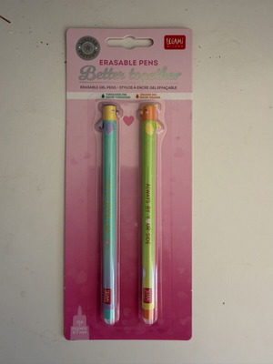 Legami Better Together Set of 2 Erasable Gel Pens Orange and Turquoise Ink