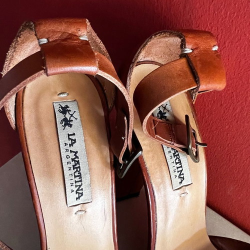 La Martina sandals used, brown, size 38, 11cm heel