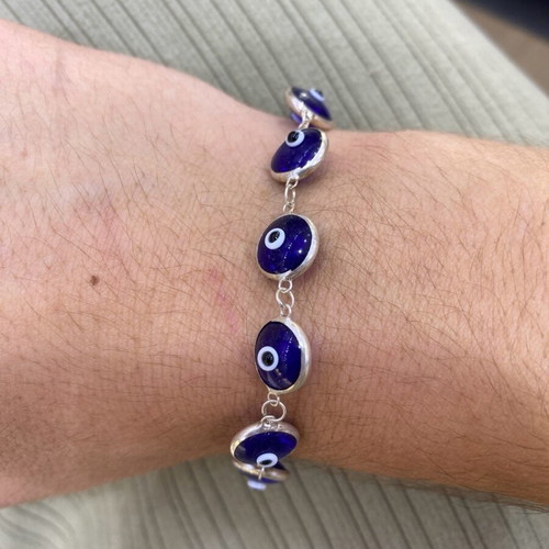 Silver bracelet 925 with matakia new, blue and silver