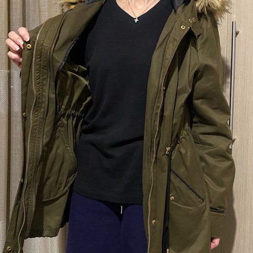 Winter olive jacket used, warm, size L