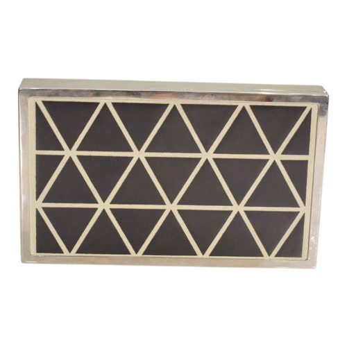 Victoria Beckham silver metal clutch minaudiere bag geometric suede