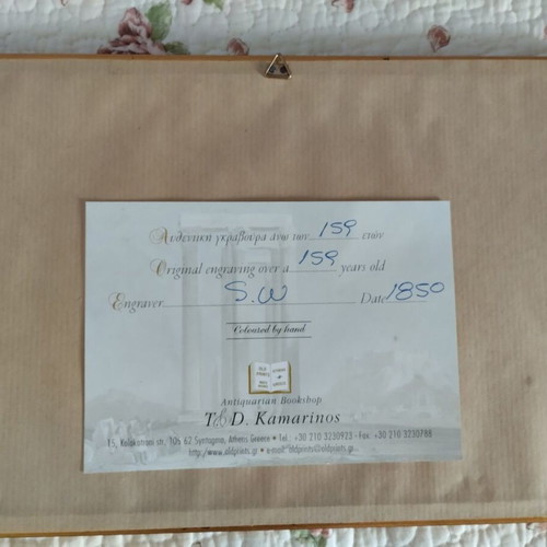 Authentic engraving Western pediment of Parthenon like new