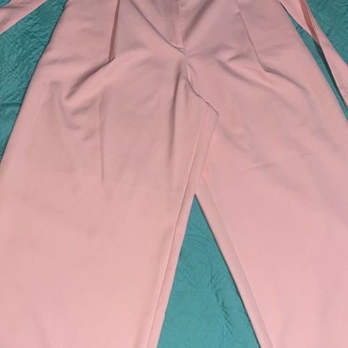Brigitte Pink High Waisted Wide Leg Pants with Gold Buttons, Medium