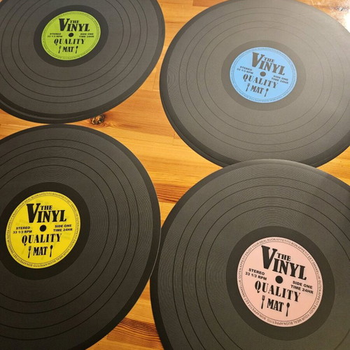 Vinyl placemats like new, set of 8 in pink, blue, green, yellow