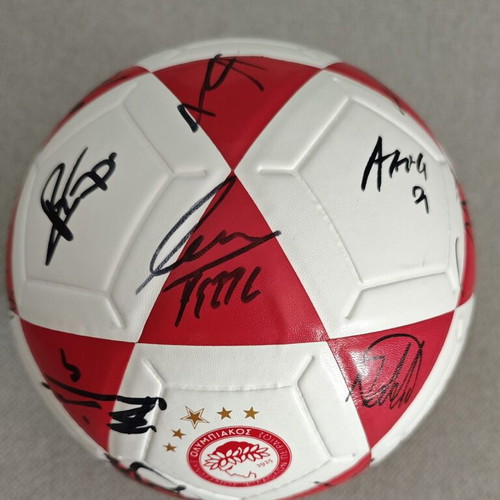 Olympiacos Football Signed Ball 2024-2025 Season with Display Case