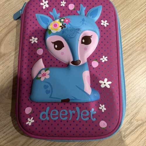 Smiggle pencil case like new, pink with 3D deer design