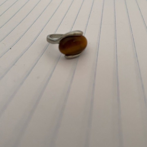 Tiger Eye Stone ring like new, stainless steel, beige