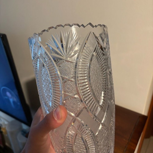 Crystal carved vase like new
