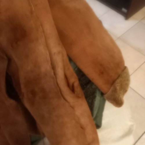 Suede coat with fur lining new, gold color, size L